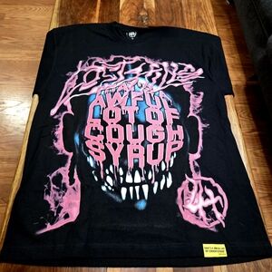 Lost Hill/Cough Syrup Black And Pink Graphic Design T-Shirt